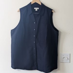CJ Banks Collared Button Down Tank 2X